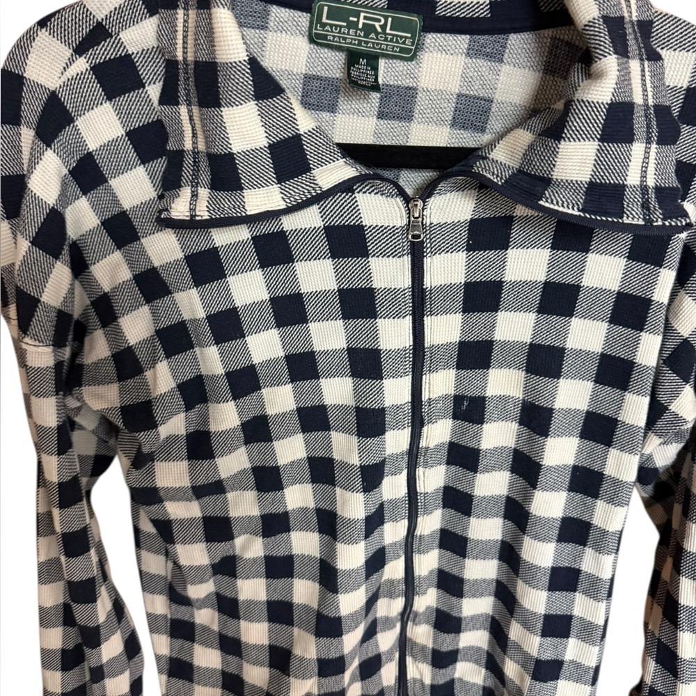 Ralph Lauren Navy & White Check Zip Jacket